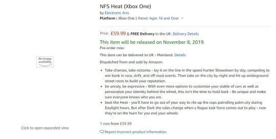 NFS Heat Leaked on Amazon UK